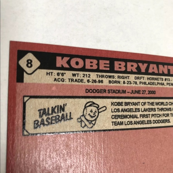 Kobe Bryant Los Angeles Dodgers Trading Card RARE - Picture 5 of 6